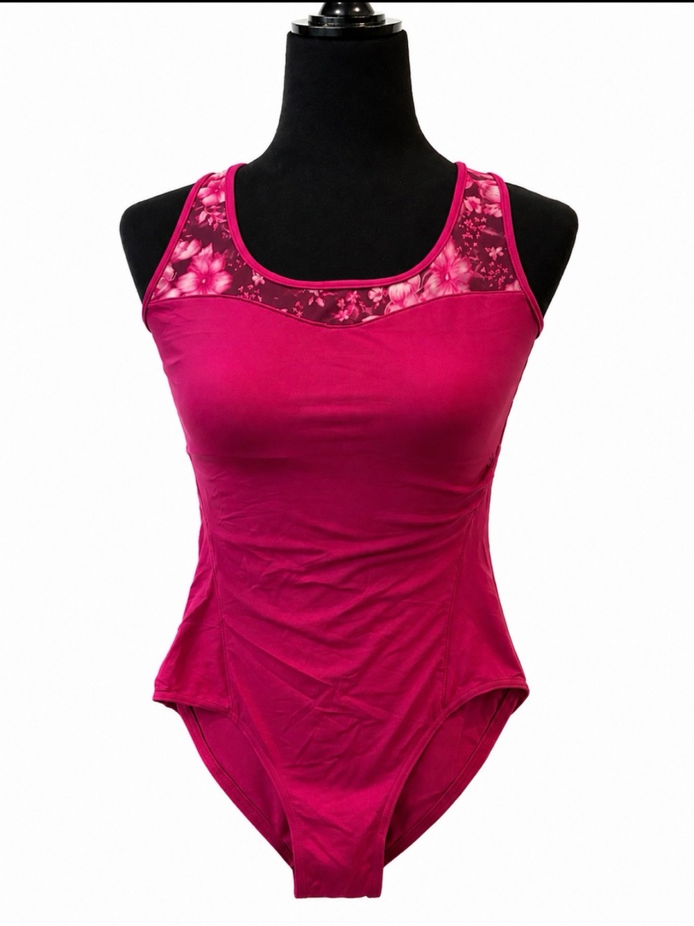 Mirella Magenta Floral Mesh Tank Bodysuit women medium great condition